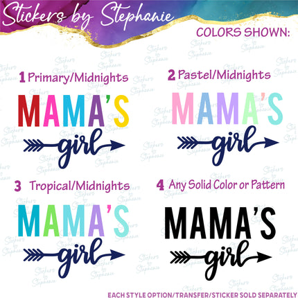(s03-276) Mama's Girl Rainbow Letters Arrow Iron-On Transfer