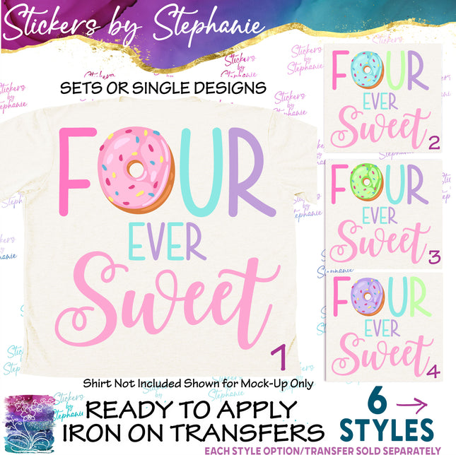 (s04-184) Four Ever Sweet Donut Iron-On Transfer