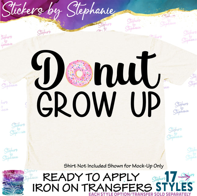(s04-168) Donut Grow Up Watercolor Donut Iron-On Transfer