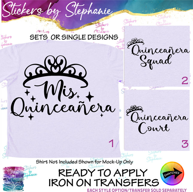 (s03-468) Mis Quinceañera Squad Court Iron-On Transfer