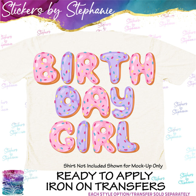 (s04-186) Birthday Girl Donut Letters Iron-On Transfer