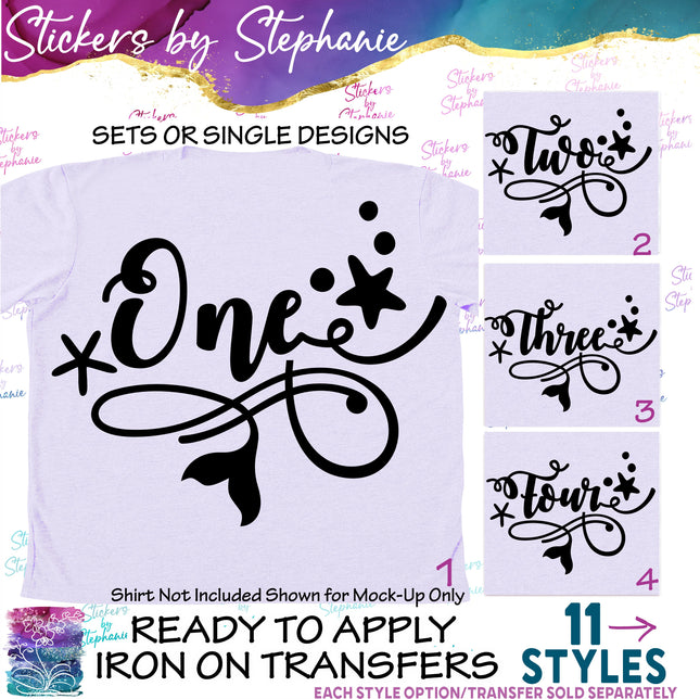 (s03-488) Mermaid Tail One Two Iron-On Transfer or Sticker