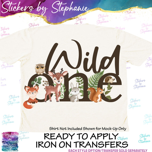 (s04-190) Wild One Forest Woodland Animals Iron-On Transfer