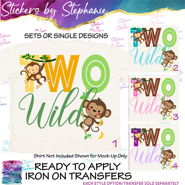 (s04-191) Two Wild Monkey Iron-On Transfer