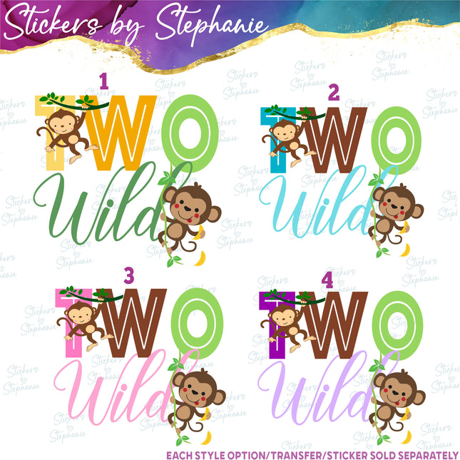 (s04-191) Two Wild Monkey Iron-On Transfer