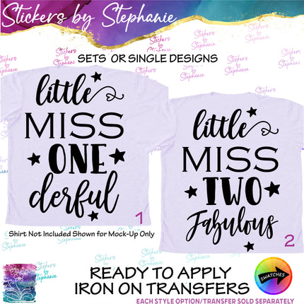 (s03-494) Little Miss One derful Two Fabulous Iron-On Transfer or Sticker