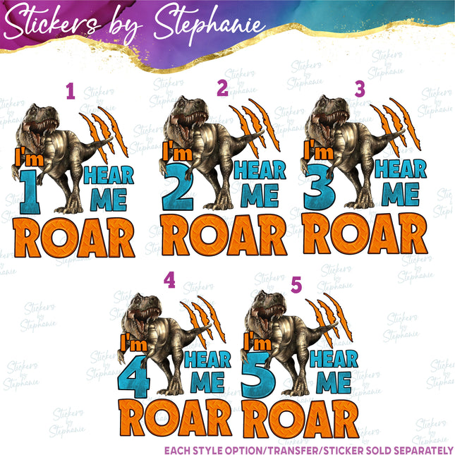 (s04-194) Dinosaur I'm Four Hear Me Roar Iron-On Transfer