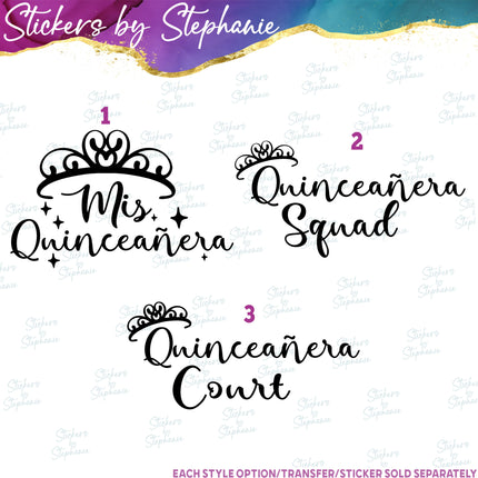 (s03-468) Mis Quinceañera Squad Court Iron-On Transfer