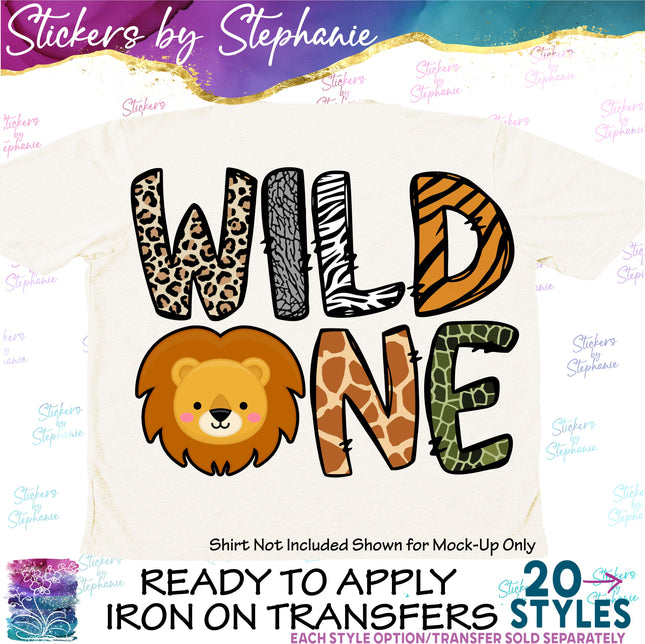 (s04-196) Wild One Lion Safari Animal Face Iron-On Transfer