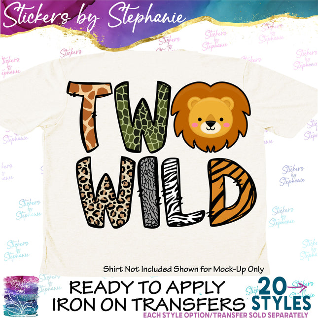 (s04-197) Two Wild Lion Safari Animal Face Iron-On Transfer