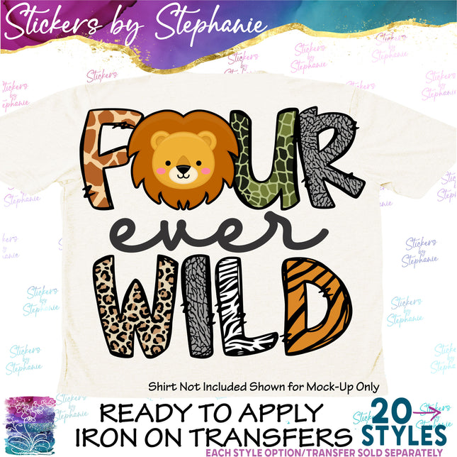 (s04-198) Four Ever Wild Lion Animal Face Iron-On Transfer