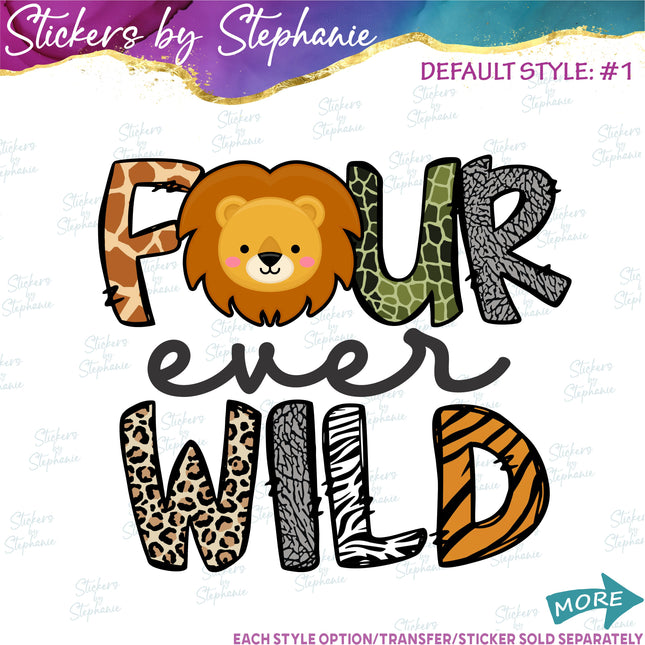 (s04-198) Four Ever Wild Lion Animal Face Iron-On Transfer