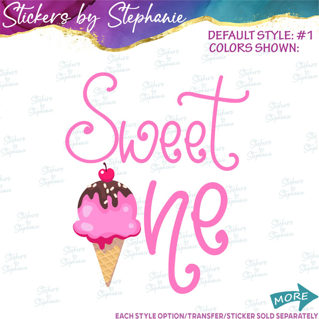 (s04-199) Sweet One Ice Cream Cone Iron-On Transfer