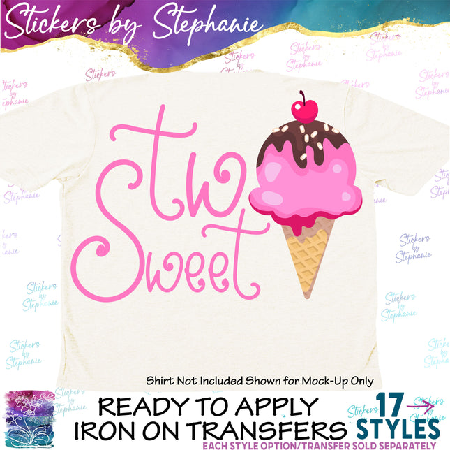 (s04-200) Two Sweet Ice Cream Cone Iron-On Transfer