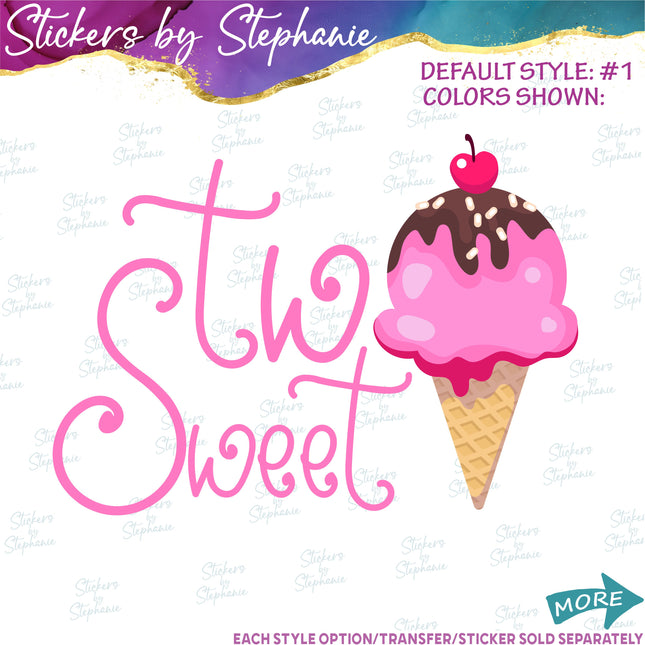 (s04-200) Two Sweet Ice Cream Cone Iron-On Transfer