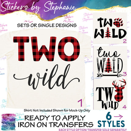 (s03-501) Two Wild Buffalo Plaid Iron-On Transfer