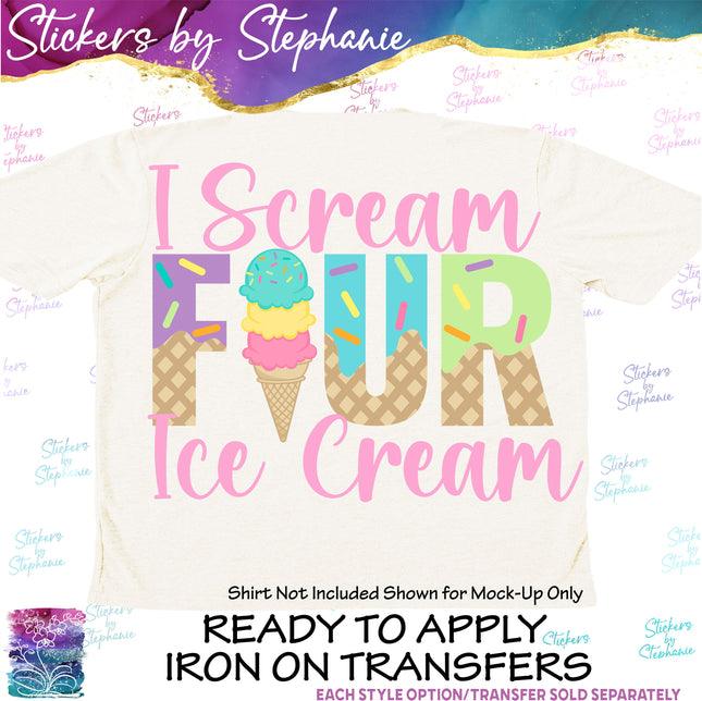 (s04-203) Four Ever Sweet Ice Cream Cone Iron-On Transfer