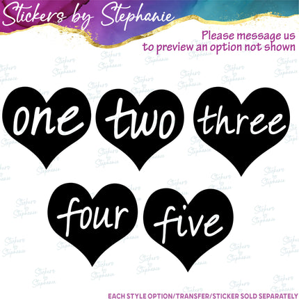 (s03-505) Heart Age One Two Iron-On Transfer or Sticker