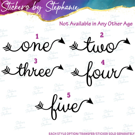 (s03-507) Arrow Number Age One Two Iron-On Transfer