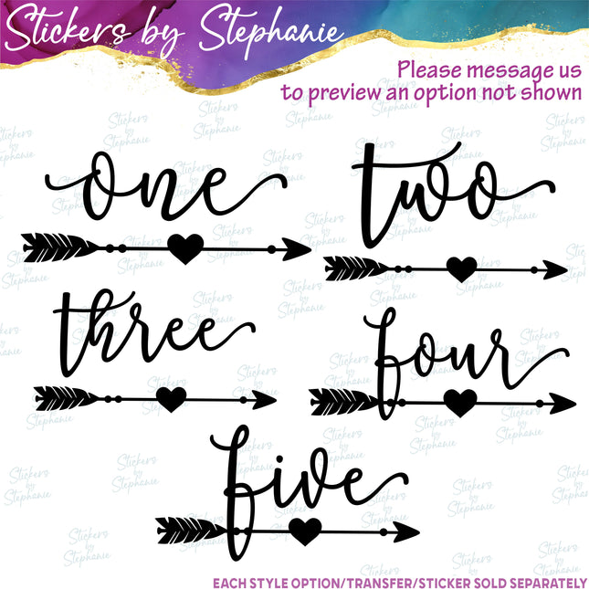 (s03-513) Heart Arrow One Two Iron-On Transfer