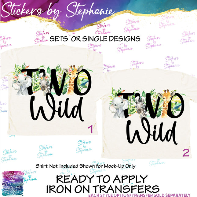 (s04-214) Two Wild Safari Animals Iron-On Transfer
