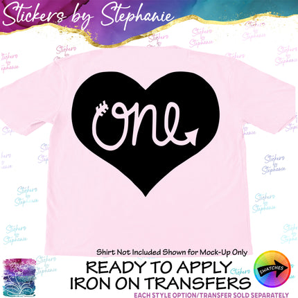 (s03-516) One Heart Arrow Iron-On Transfer