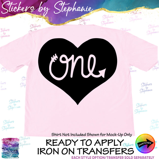 (s03-516) One Heart Arrow Iron-On Transfer