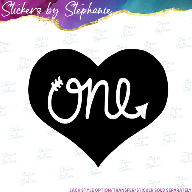 (s03-516) One Heart Arrow Iron-On Transfer