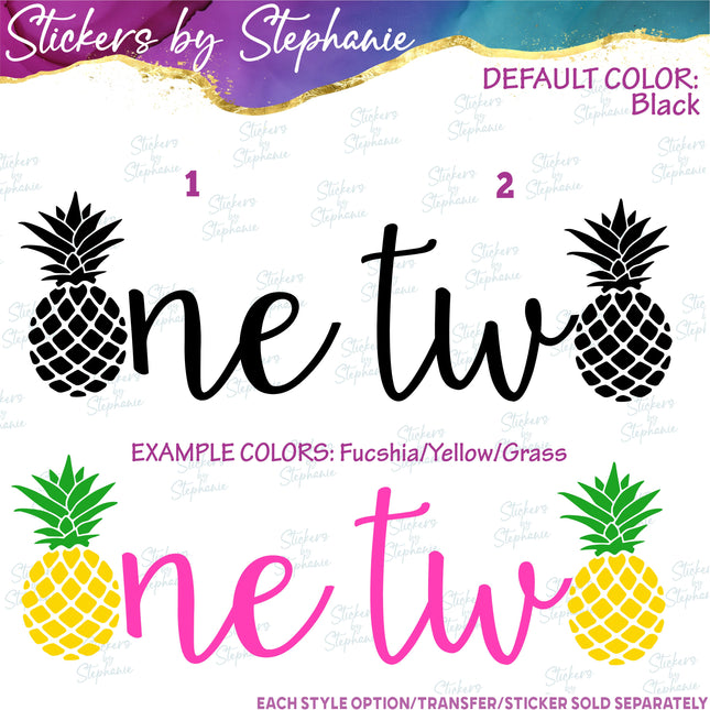 (s03-517) One Two Pineapple Iron-On Transfer