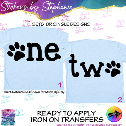 (s03-519) One Two Paw Print Iron-On Transfer