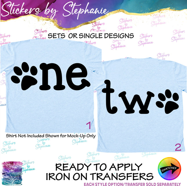 (s03-519) One Two Paw Print Iron-On Transfer