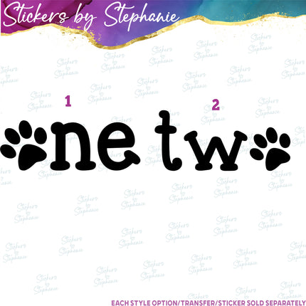 (s03-519) One Two Paw Print Iron-On Transfer