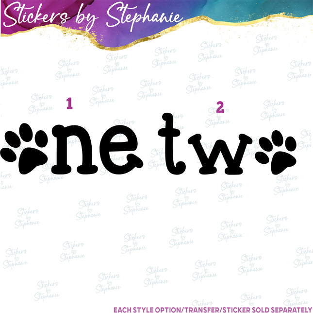 (s03-519) One Two Paw Print Iron-On Transfer