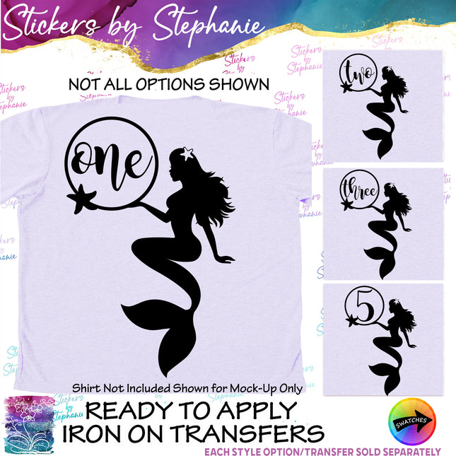 (s03-521) Mermaid Age One Two Iron-On Transfer