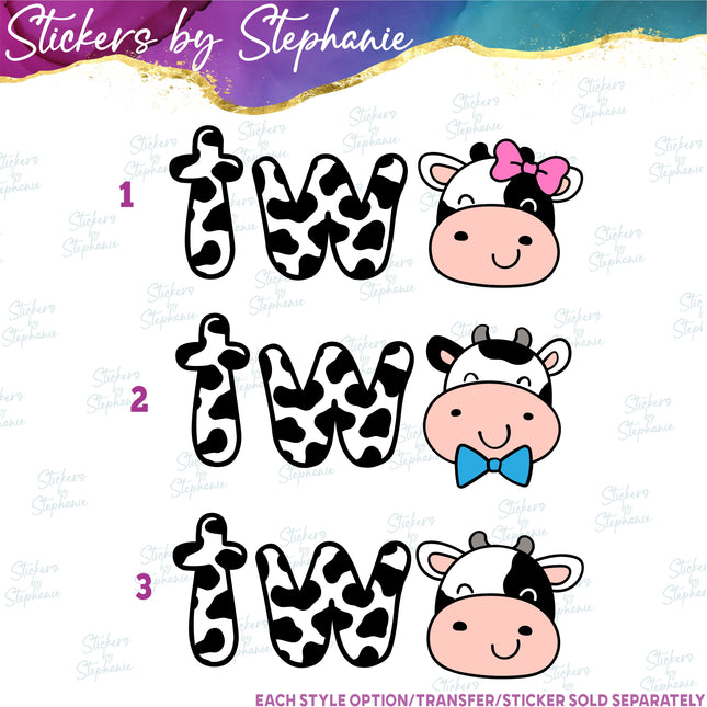 (s04-222) Two Cow Face Iron-On Transfer