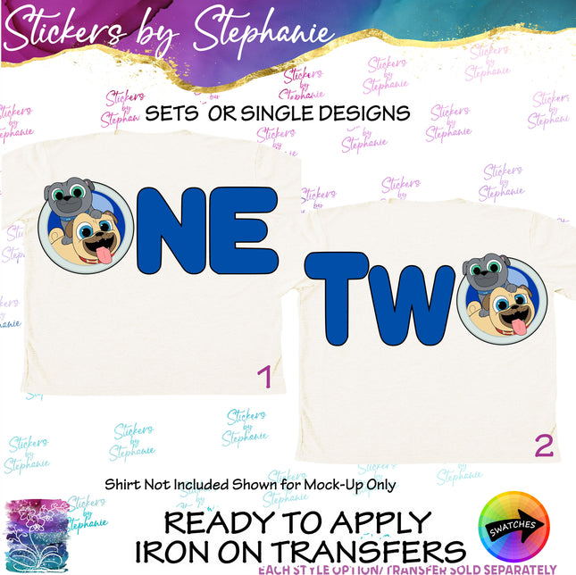 (s04-224) One, Two, Puppy Pals Iron-On Transfer
