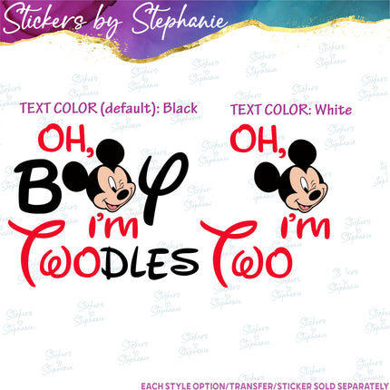 (s04-225) Oh Boy I'm Twodles Two Iron-On Transfer or Sticker