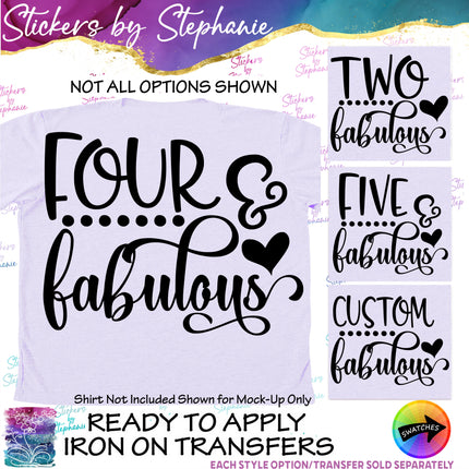 (s03-474) Four & Fabulous Five Two Iron-On Transfer or Sticker