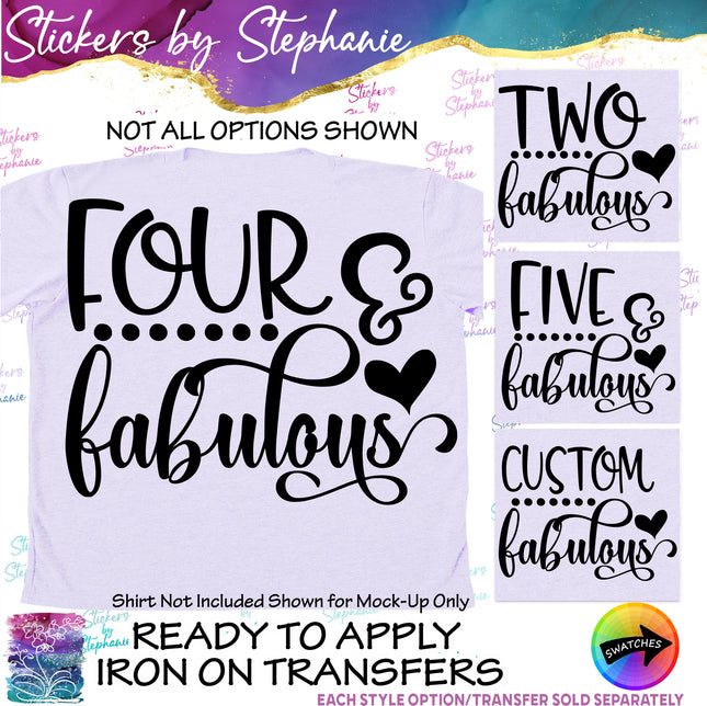 (s03-474) Four & Fabulous Five Two Iron-On Transfer or Sticker