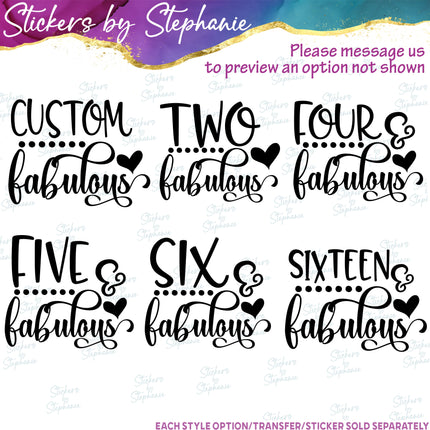 (s03-474) Four & Fabulous Five Two Iron-On Transfer or Sticker