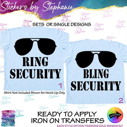 (s03-405) Ring Security Sunglasses Bling Iron-On Transfer or Sticker