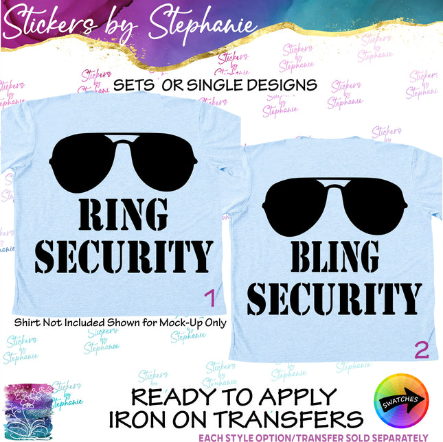 (s03-405) Ring Security Sunglasses Bling Iron-On Transfer or Sticker