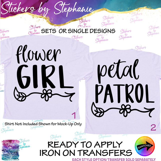 (s03-411) Flower Girl Petal Patrol Arrow Iron-On Transfer or Sticker