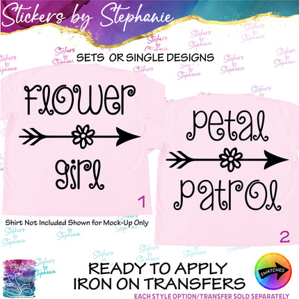 (s03-412) Flower Girl Petal Patrol Arrow Iron-On Transfer or Sticker