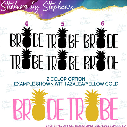 (s03-422) Bride Tribe Pineapple Iron-On Transfer or Sticker