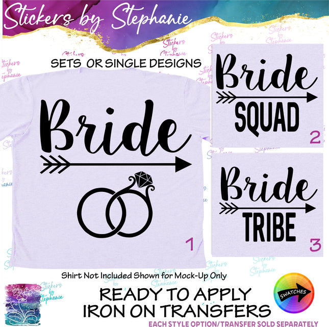 (s03-432) Bride Squad Tribe Arrow Iron-On Transfer or Sticker