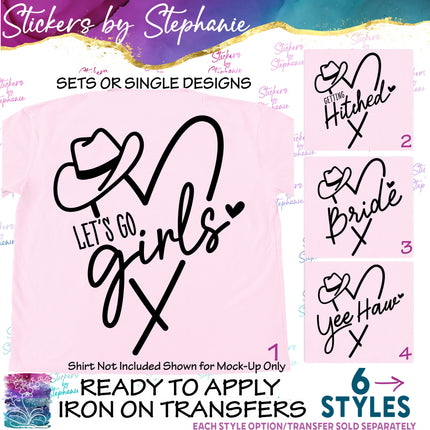 (s03-445) Let's Go Girls Getting Hitched Bride Iron-On Transfer or Sticker