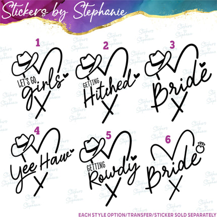 (s03-445) Let's Go Girls Getting Hitched Bride Iron-On Transfer or Sticker