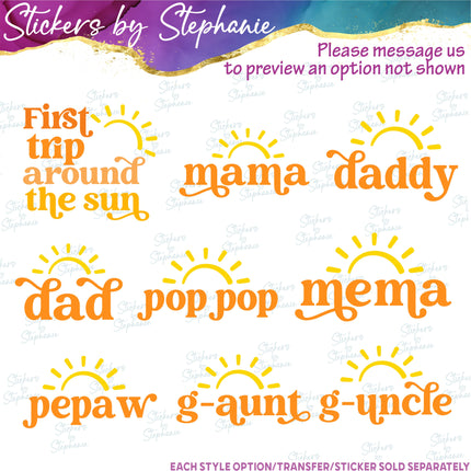 (s06-056) First Trip, Sun, Family Custom Iron-On Transfer