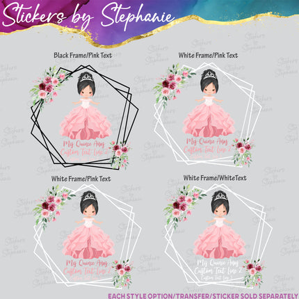 (s06-057) Quinceañera, Quince Floral Custom Iron-On Transfer